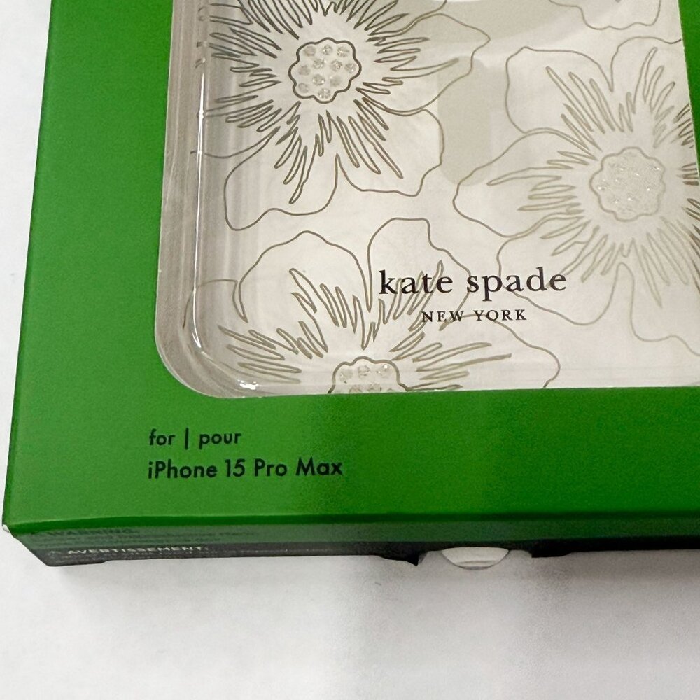 Kate Spade iPhone 15 Pro Max Floral Silver MagSafe Compatible Hard Shell Case - Picture 4 of 4